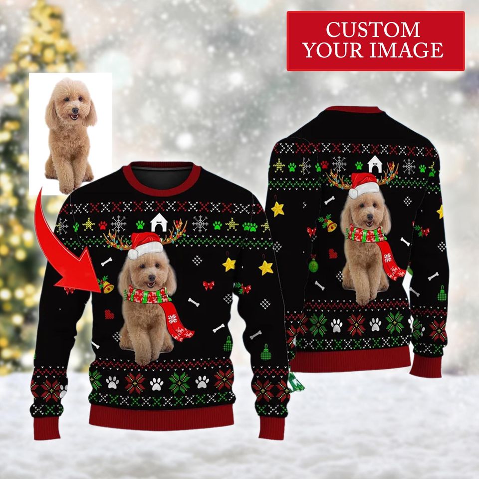 Custom Dog Face Christmas Ugly Sweater