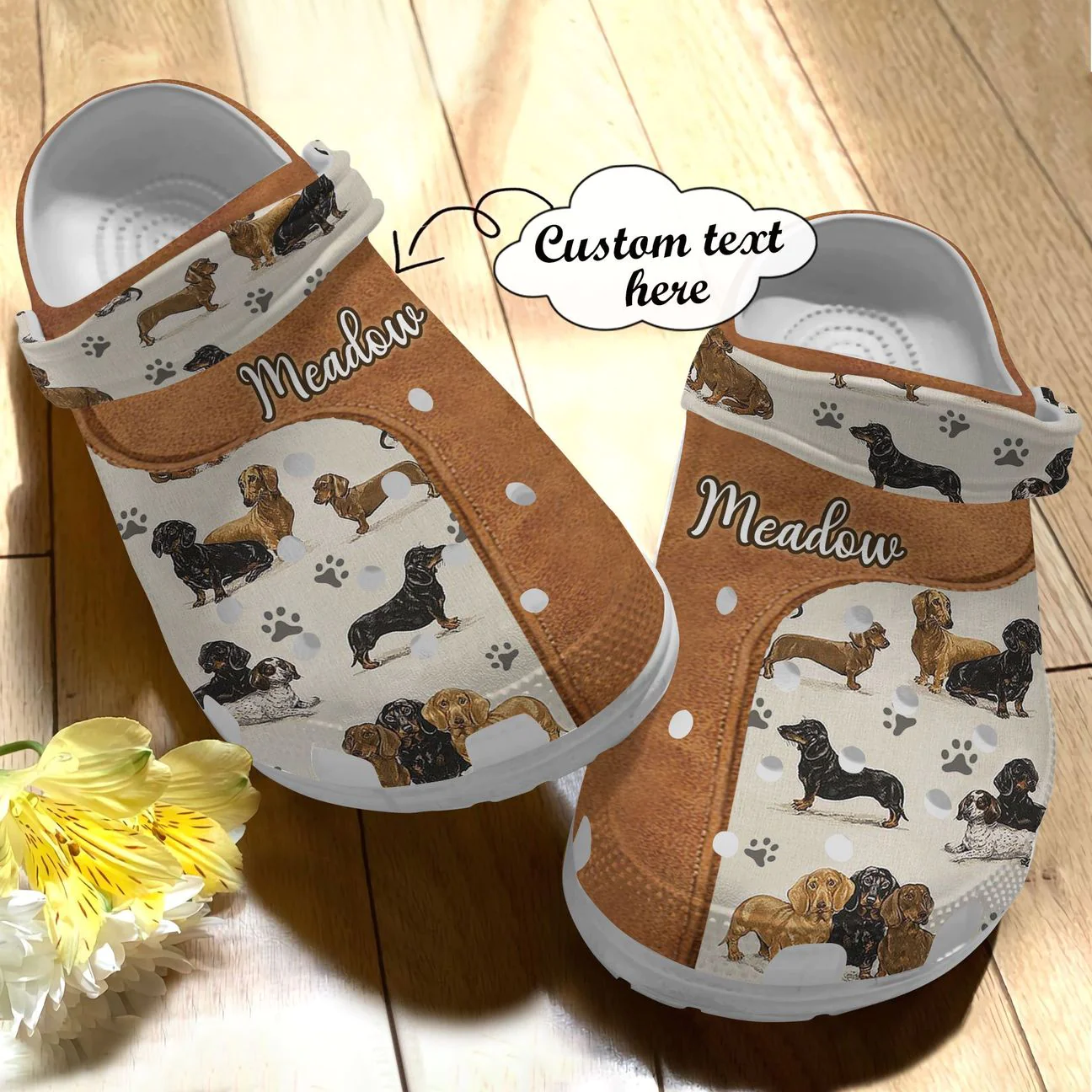 Custom Dog's Name Dachshund Crocs Crocband Clogs Shoes Comfortable For Men Women and Kids