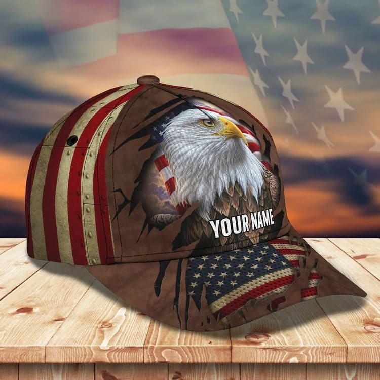 Custom Eagle American Pride 3D Classic Cap Navy Eagle Hat for Him Trucker Hats Custom Hats Gifts For Men & Women