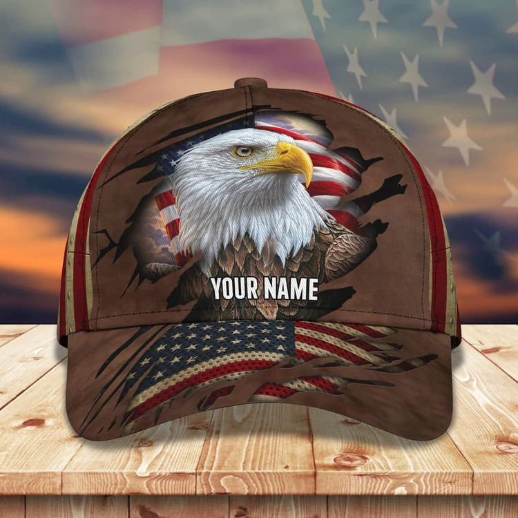 Custom Eagle American Pride 3D Classic Cap Navy Eagle Hat for Him Trucker Hats Custom Hats Gifts For Men & Women