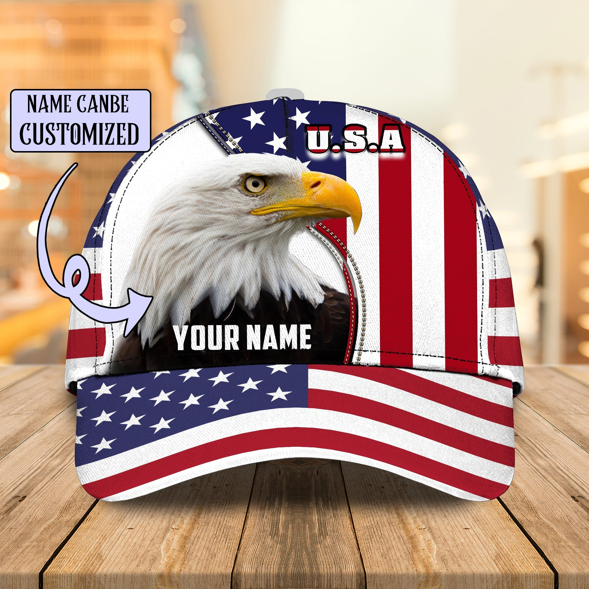 Custom  Eagle Flag Classic Cap - Personalized Gift Trucker Hats Custom Hats Gifts For Men & Women