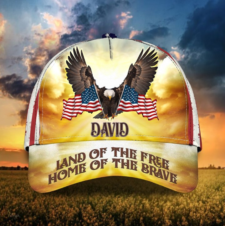 Custom Eagle USA Flag Cap, USA Land of the Free, Home of the Brave 3D Hat for Man Trucker Hats Custom Hats Gifts For Men & Women