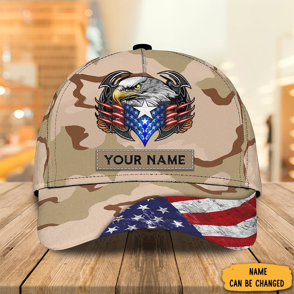 Custom Eagle Veteran Hat Camo American Flag Patriotic Father's Day Gifts For Veterans Trucker Hats Custom Hats Gifts For Men & Women