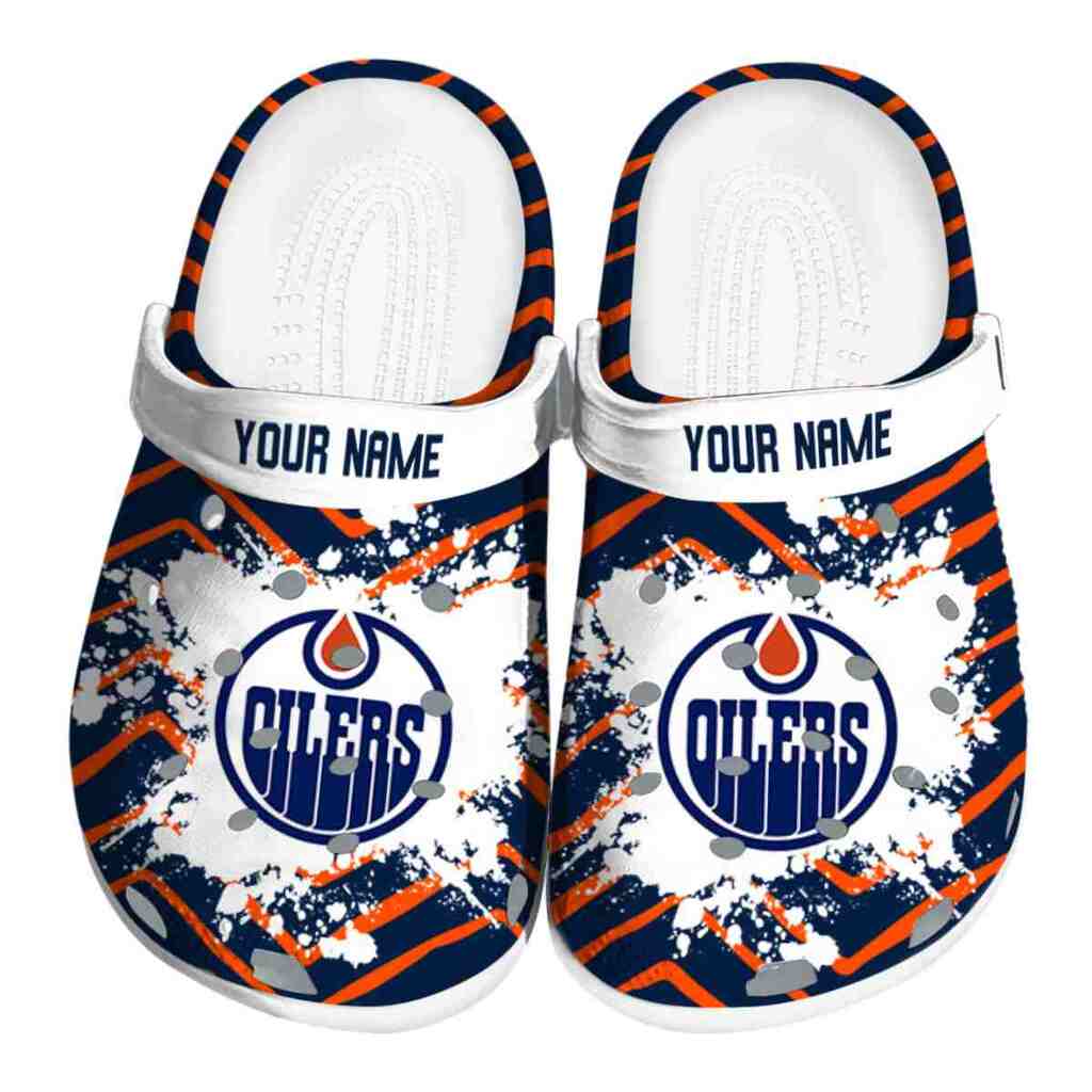 Custom Edmonton Oilers Zigzag Paint Burst ClogTVC1801888