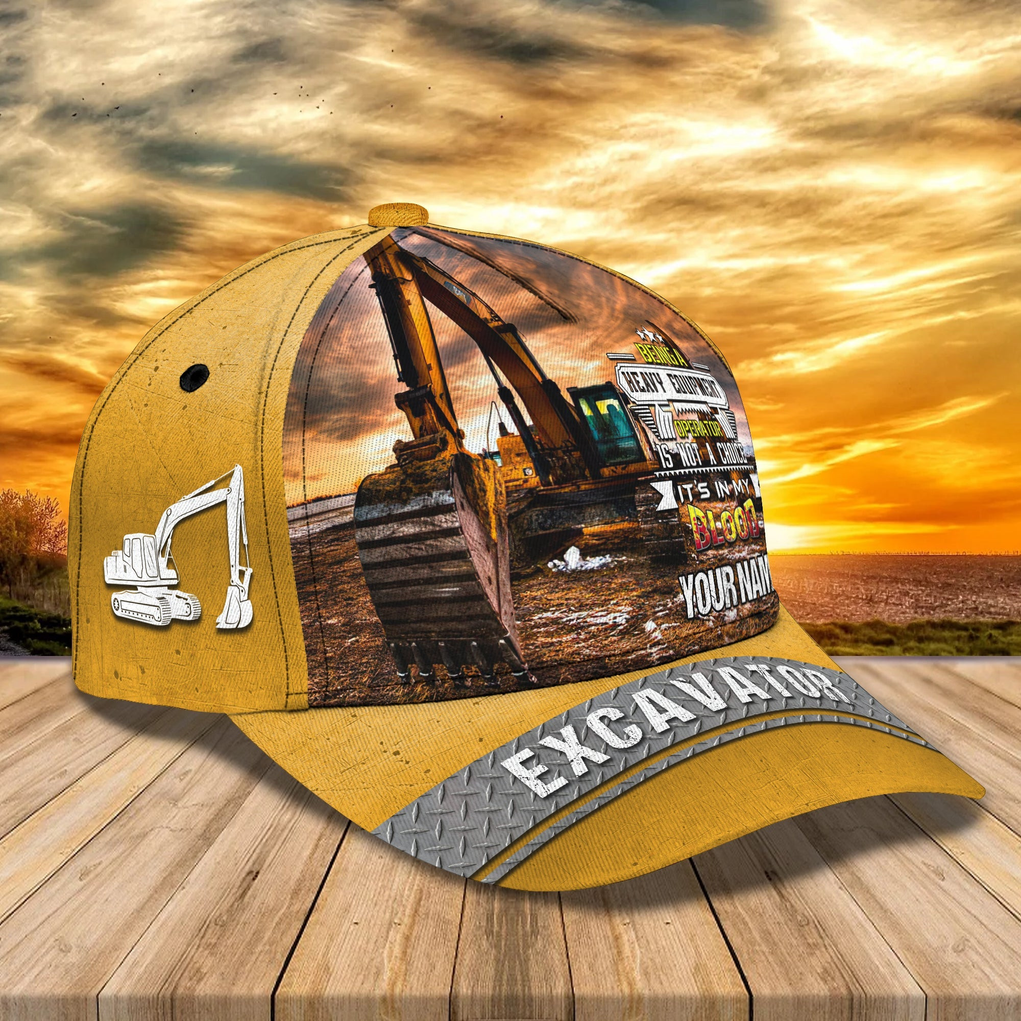 Custom Excavator Cap - Personalized Name Hat Trucker Hats Custom Hats Gifts For Men & Women