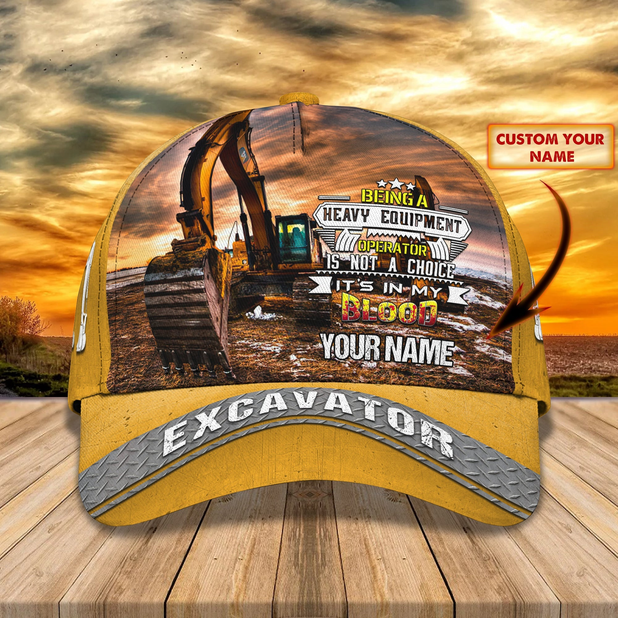 Custom Excavator Cap - Personalized Name Hat Trucker Hats Custom Hats Gifts For Men & Women