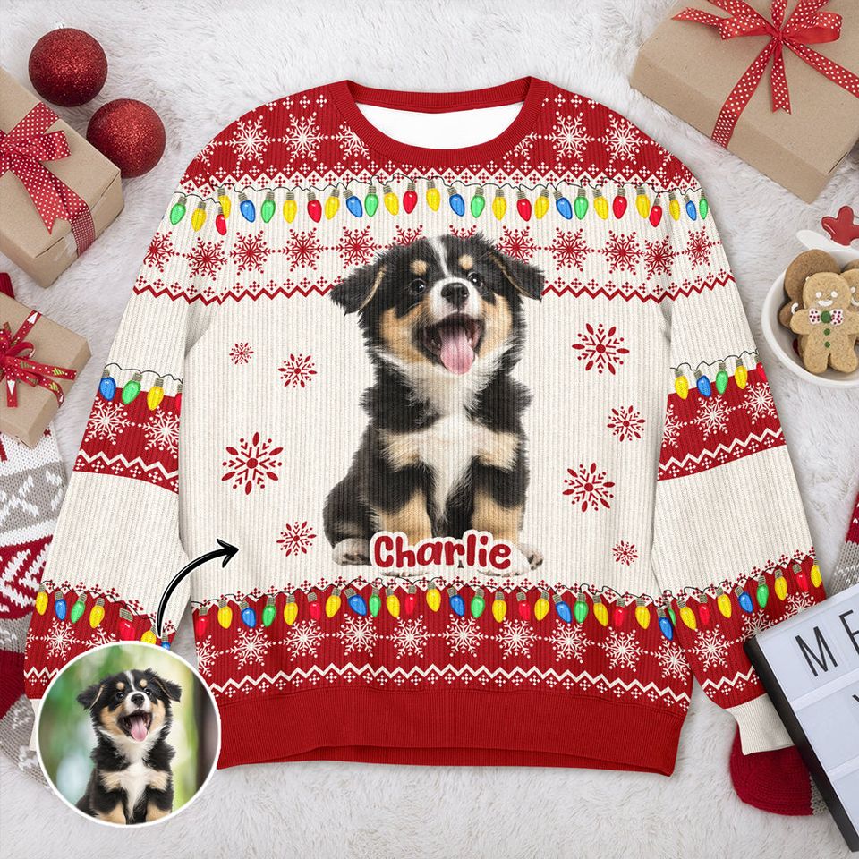 Custom Face Big Head Funny For Dog Lovers - Personalized Photo Ugly Sweater