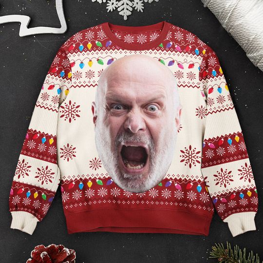 Custom Face Big Head Funny For Men, Women, Boss - Personalized Photo Ugly Sweater - Image 5