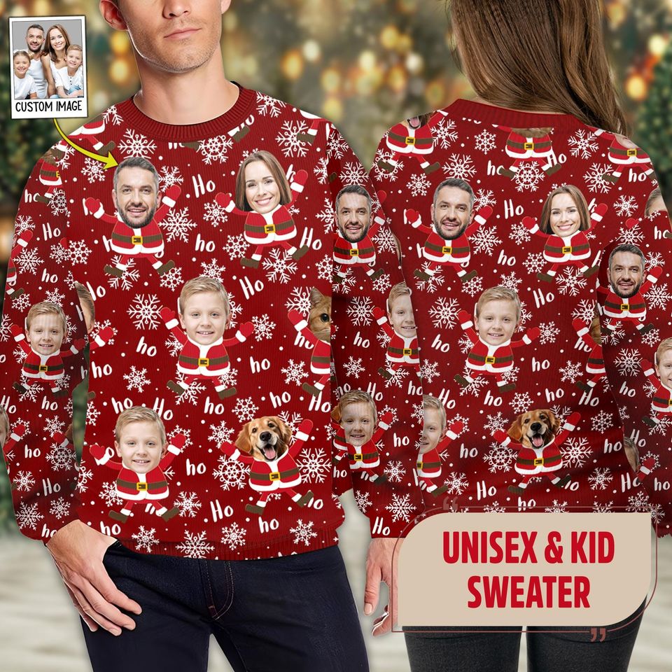 Custom Face Christmas Family Santa Claus Ugly Christmas Sweater