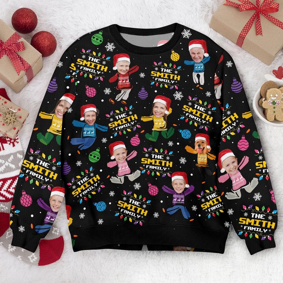 Custom Face Christmas Family Silly Xmas Leds, Personalized Family Photo