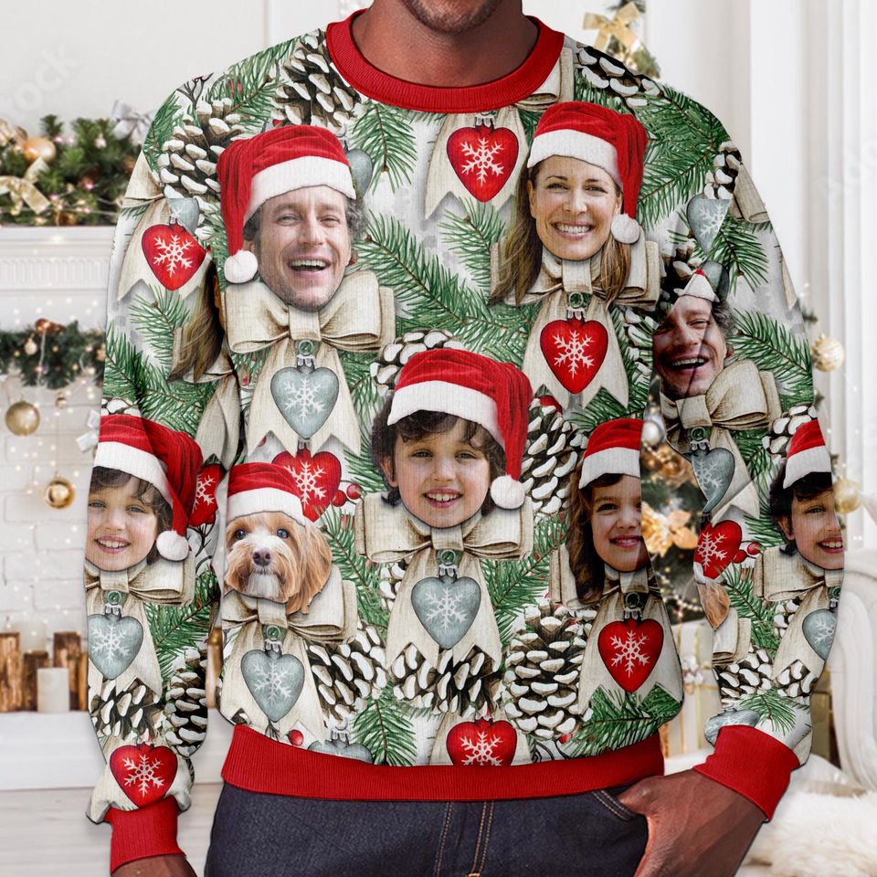 Custom Face Christmas Family Silly Xmas Leds, Personalized Family Photo Funny Ugly Sweater