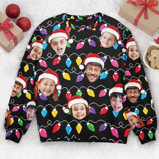 Custom Face Christmas Family Silly Xmas Leds - Personalized Photo Ugly Sweater - Image 4