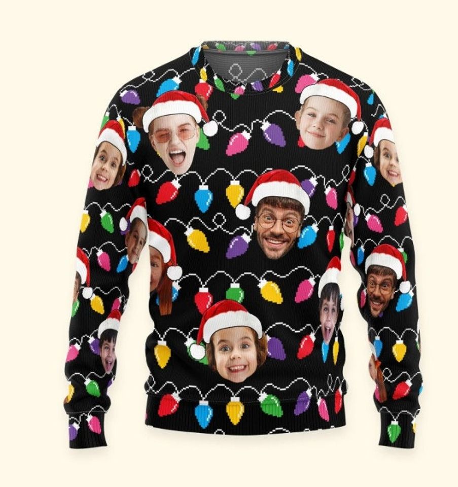 Custom Face Christmas Family Silly Xmas Leds - Personalized Photo Ugly Sweater - Image 3