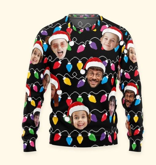 Custom Face Christmas Family Silly Xmas Leds - Personalized Photo Ugly Sweater - Image 6