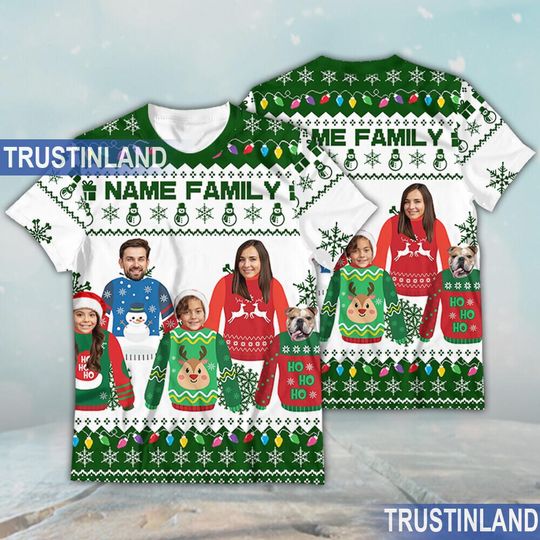 Custom Face Christmas Family Ugly Sweater, Personalized Family Photo, Christmas Gift - Image 12