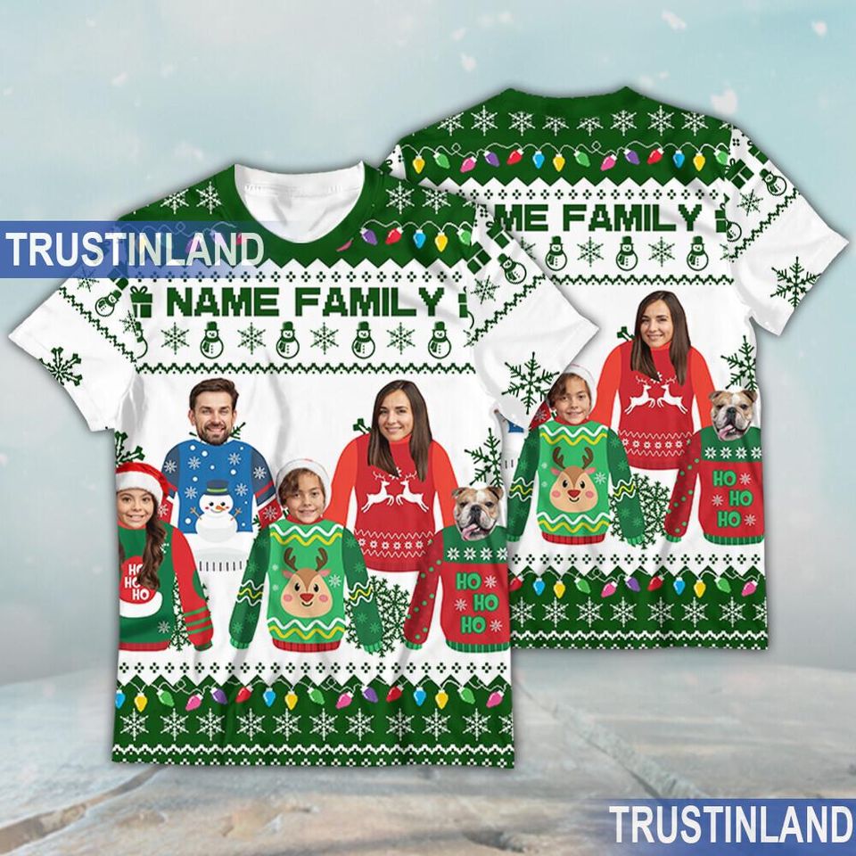 Custom Face Christmas Family Ugly Sweater, Personalized Family Photo, Christmas Gift - Image 4