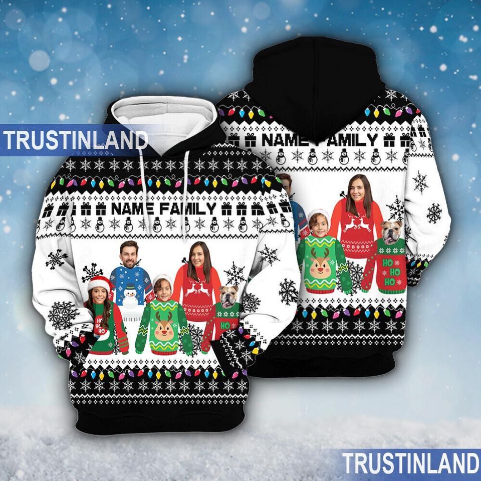 Custom Face Christmas Family Ugly Sweater, Personalized Family Photo, Christmas Gift - Image 3