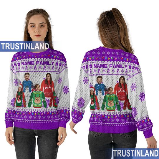 Custom Face Christmas Family Ugly Sweater, Personalized Family Photo, Christmas Gift - Image 15