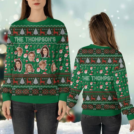 Custom Face Christmas Family Ugly Sweater Personalized Photo Ugly Sweater Crewneck Merry Christmas Sweatshirt - Image 14