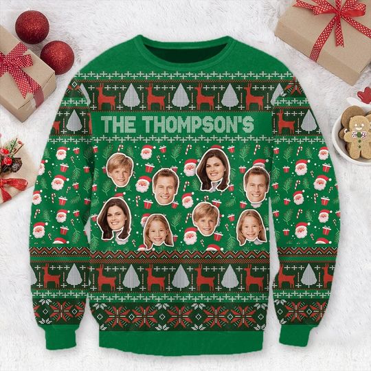 Custom Face Christmas Family Ugly Sweater Personalized Photo Ugly Sweater Crewneck Merry Christmas Sweatshirt - Image 17