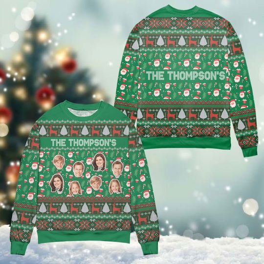Custom Face Christmas Family Ugly Sweater Personalized Photo Ugly Sweater Crewneck Merry Christmas Sweatshirt - Image 12