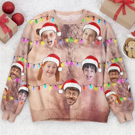 Custom Face Christmas Funny Ugly Sweater - Personalized Photo Unisex Ugly Sweatshirt - Image 4