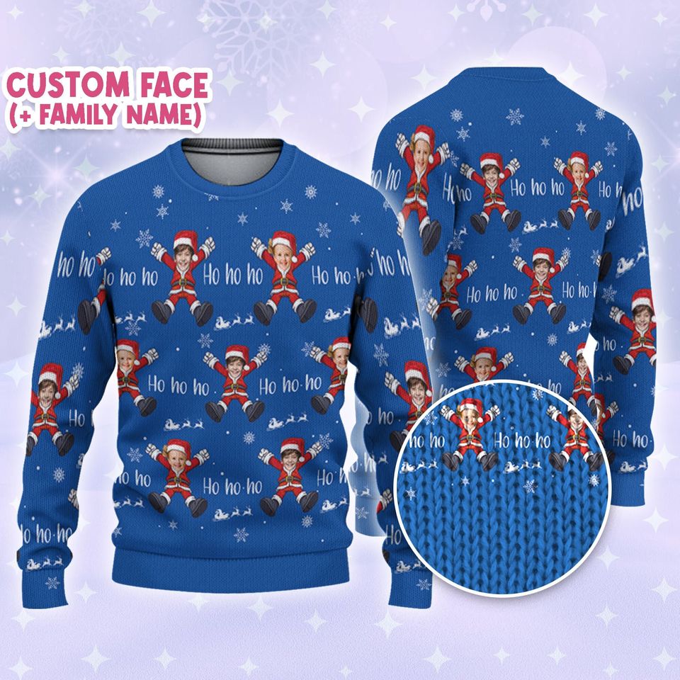 Custom Face Christmas Santa Claus Blue
