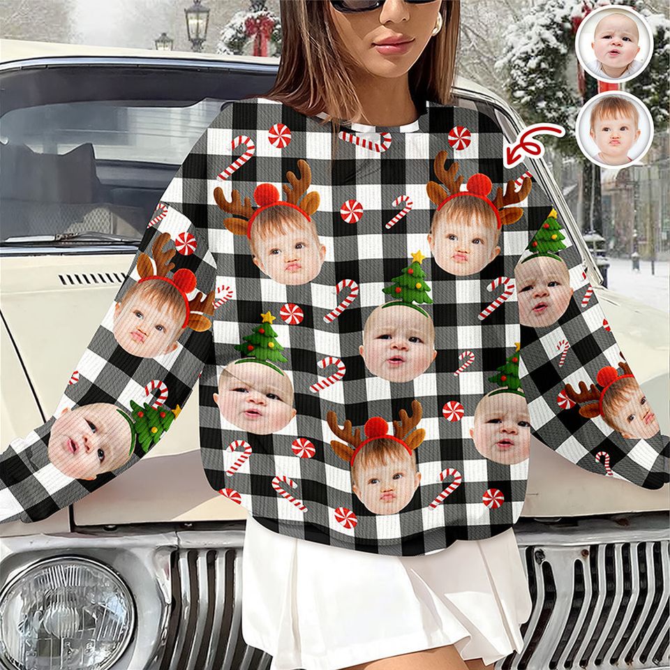 Custom Face Christmas Silly Family, Friends, Co-Workers - Personalized Ugly Sweater - Image 3