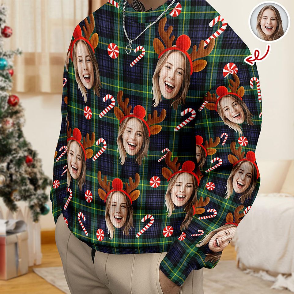 Custom Face Christmas Silly Family, Friends, Co-Workers - Personalized Ugly Sweater - Image 2