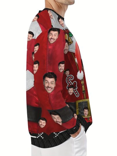 Custom Face Christmas Sweater – Personalized Santa Hat & Snowflake Design - Image 8