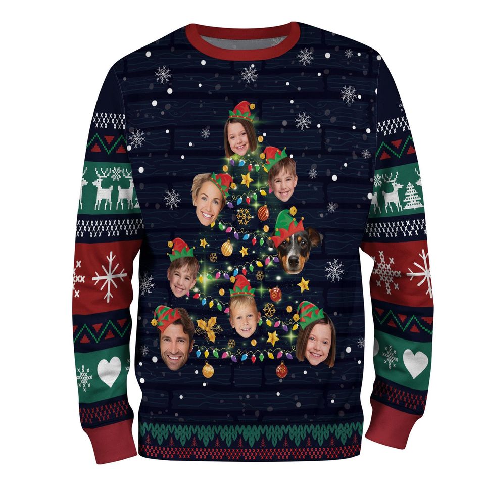 Custom Face Christmas Sweatshirt For Men Women, Funny Family Tree