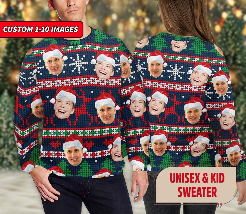 Custom Face Family Ugly Christmas Sweater, Christmas Gift - Image 4