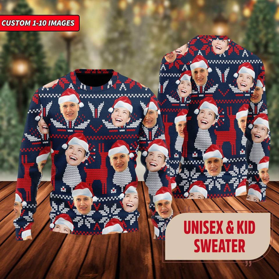 Custom Face Family Ugly Christmas Sweater, Christmas Gift
