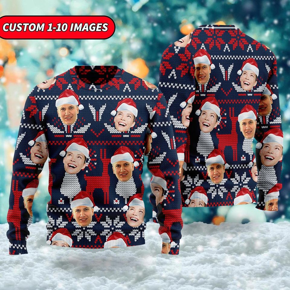 Custom Face Family Ugly Christmas Sweater, Christmas Gift - Image 3
