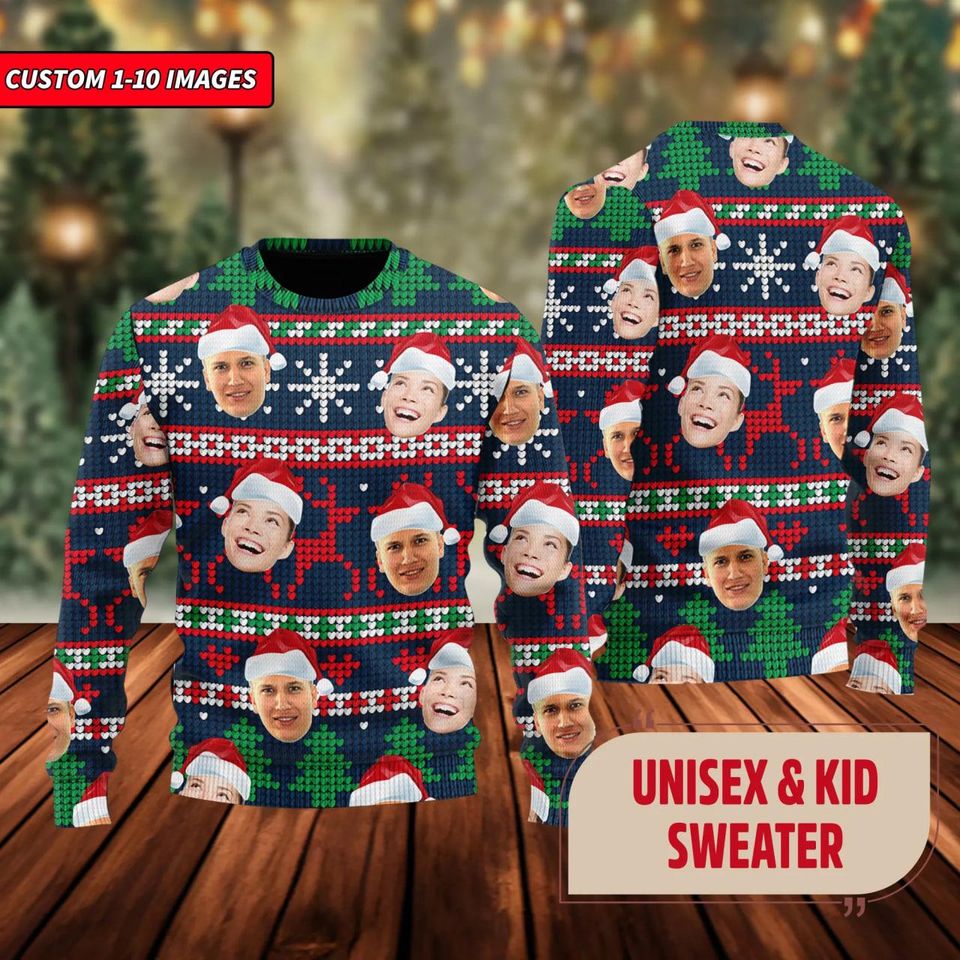 Custom Face Family Ugly Christmas Sweater, Christmas Gift - Image 3