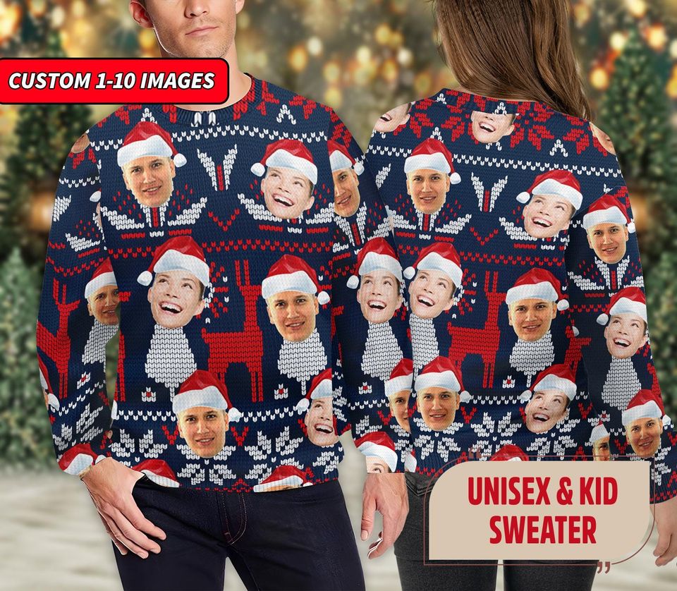 Custom Face Family Ugly Christmas Sweater, Christmas Gift - Image 5