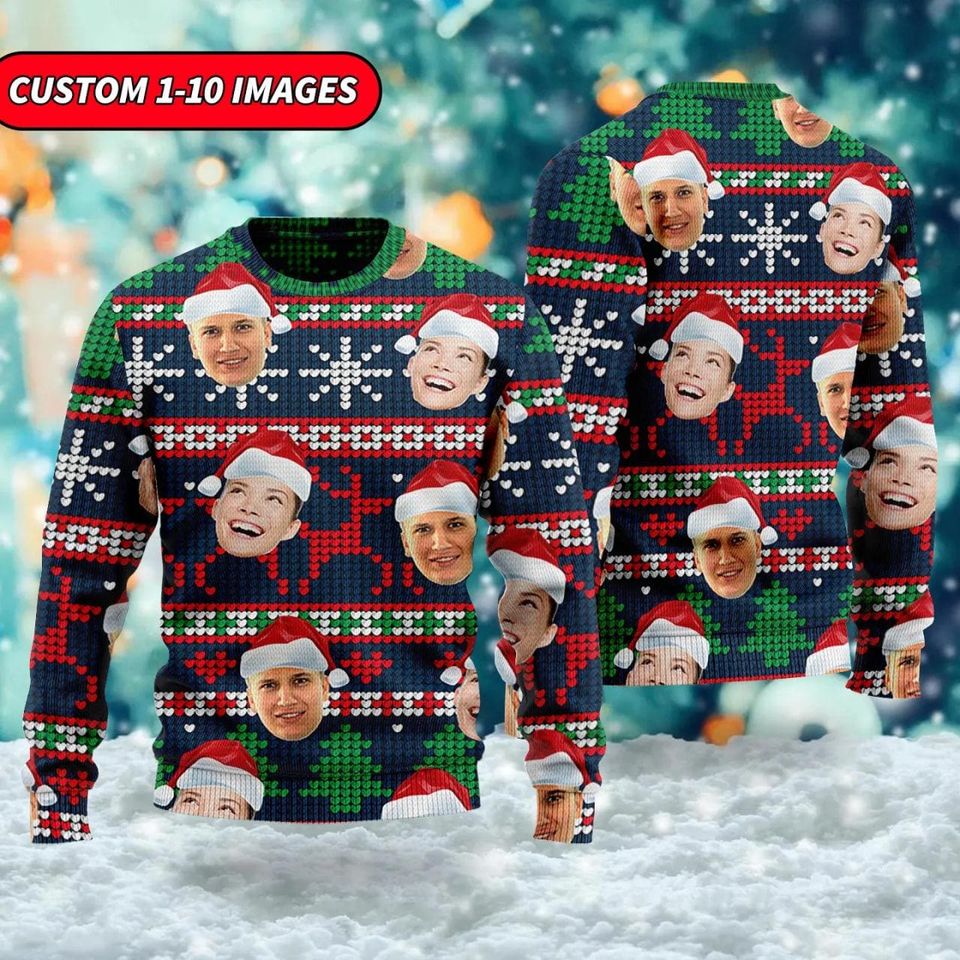 Custom Face Family Ugly Christmas Sweater, Christmas Gift