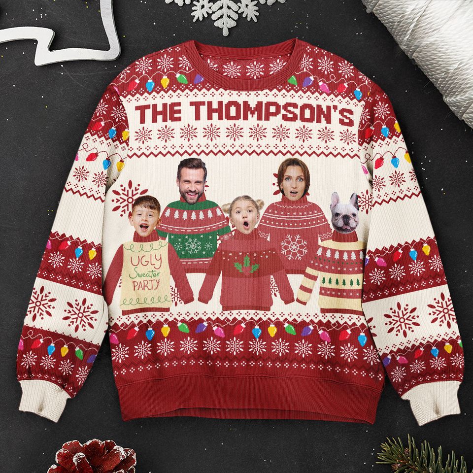 Custom Face Funny Silly Family, Friends, Co-Workers - Personalized Ugly Sweater - Image 2