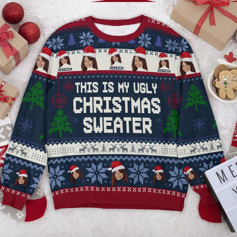 Custom Face Photo This Is My Ugly Christmas Sweater