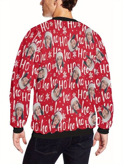 Custom Face Print Ugly Christmas Sweater - Funny Photo, Red & White Spots - Image 6