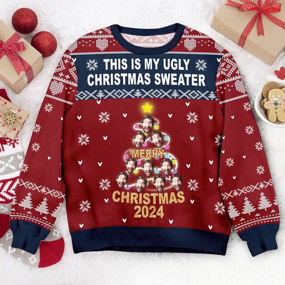Custom Face This Is My Ugly Christmas Sweater, Personalized Photo