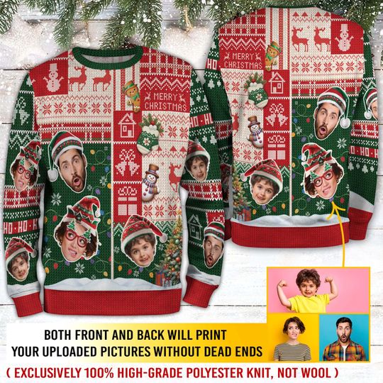 Custom Face Ugly Christmas Sweater Men, Personalized Ugly Sweater Christmas Women - Image 18