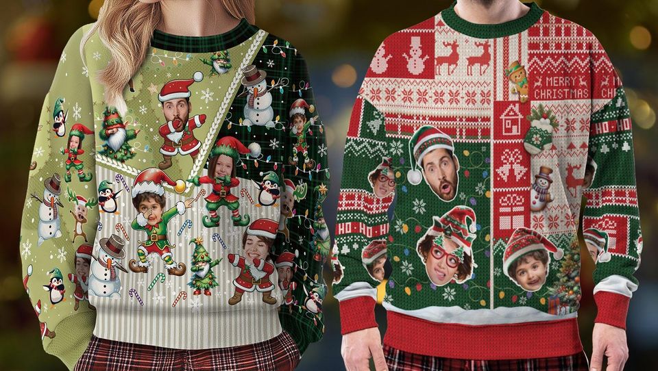 Custom Face Ugly Christmas Sweater Men, Personalized Ugly Sweater Christmas Women - Image 3