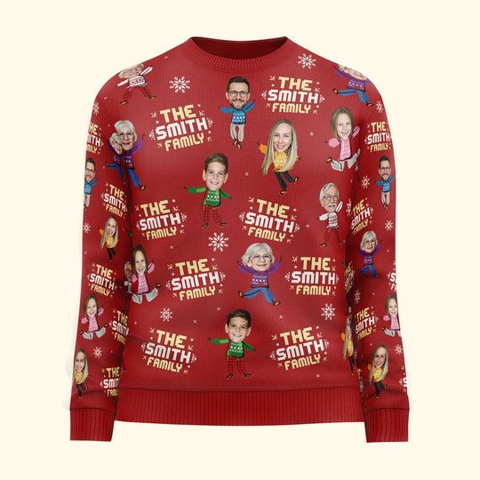 Custom Family Face Ugly Sweater, Funny Family Photo Ugly Sweater, Personalized Photo - Image 10