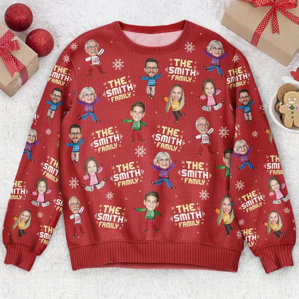 Custom Family Face Ugly Sweater, Funny Family Photo Ugly Sweater, Personalized Photo - Image 2