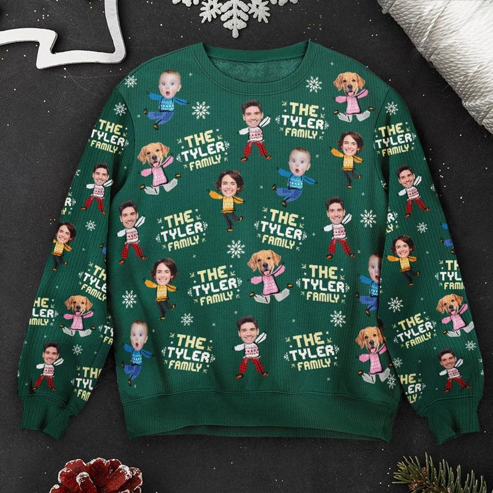 Custom Family Face Ugly Sweater, Funny Family Photo Ugly Sweater, Personalized Photo - Image 5