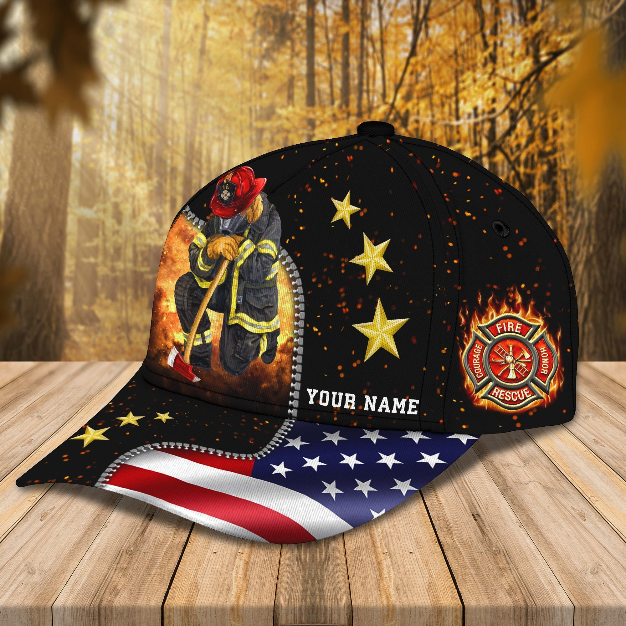 Custom Firefighter Personalized Classic Cap Trucker Hats Custom Hats Gifts For Men & Women