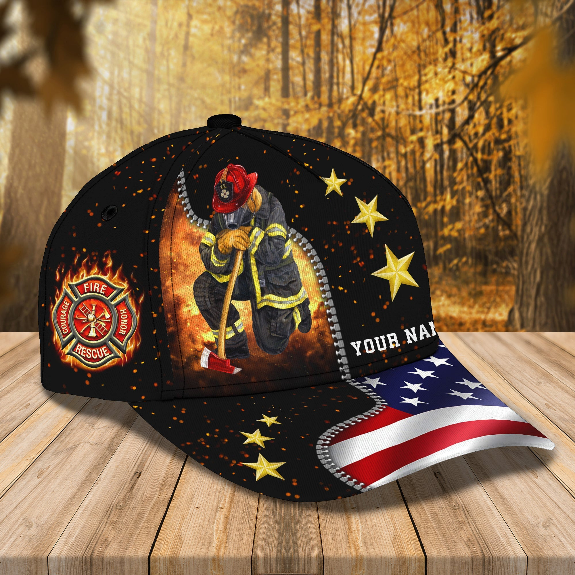 Custom Firefighter Personalized Classic Cap Trucker Hats Custom Hats Gifts For Men & Women