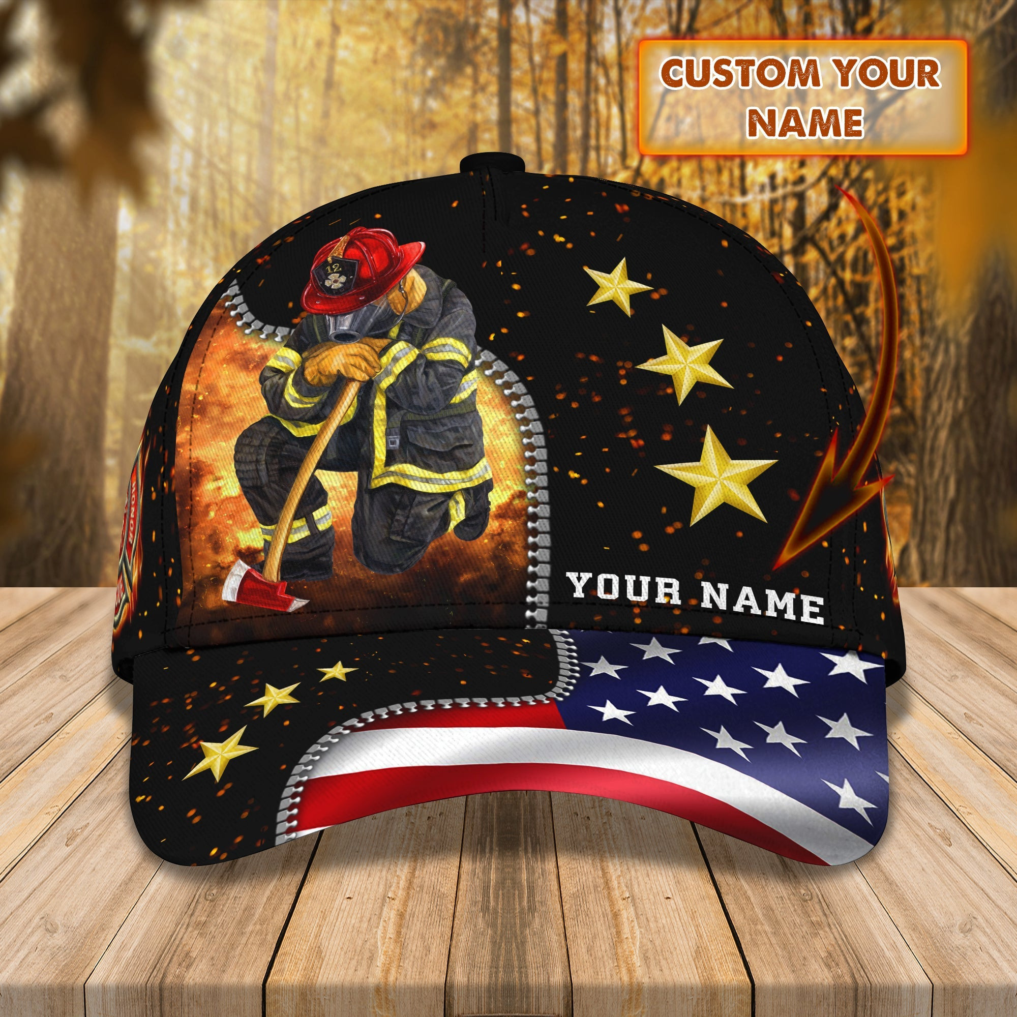 Custom Firefighter Personalized Classic Cap Trucker Hats Custom Hats Gifts For Men & Women