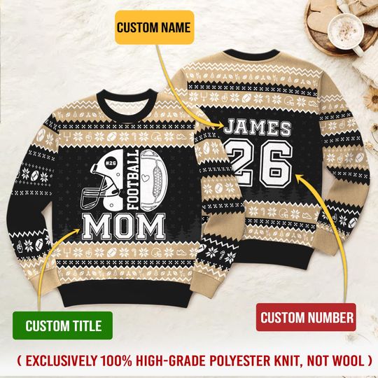 Custom Football Mom Ugly Xmas Sweater, Tis The Season Football Christmas Sweatshirt, Game Day - Image 10